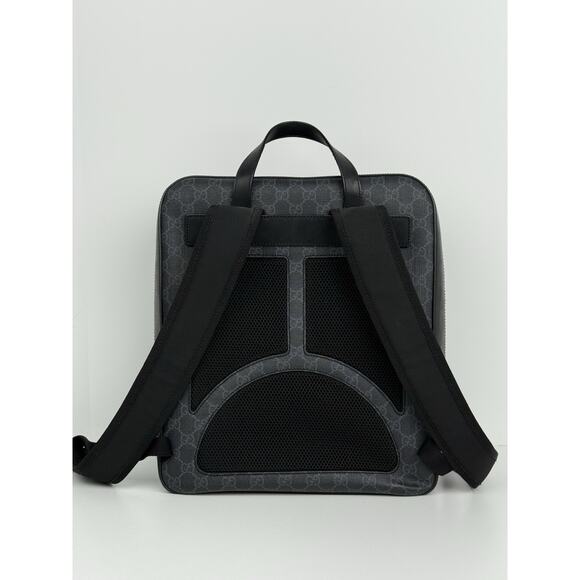 Gucci GG Supreme Black/Grey Coated Canvas Vintage Web Backpack - Picture 4 of 16